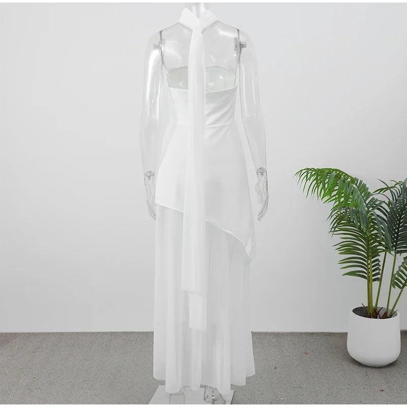 Vestido Largo de Playa con Malla - Sin Tirantes