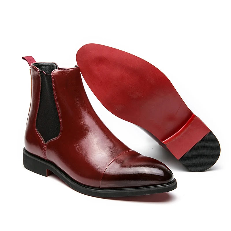 Chelsea Boots Hombre Suela Roja - Botines Business Slip-On Elegantes