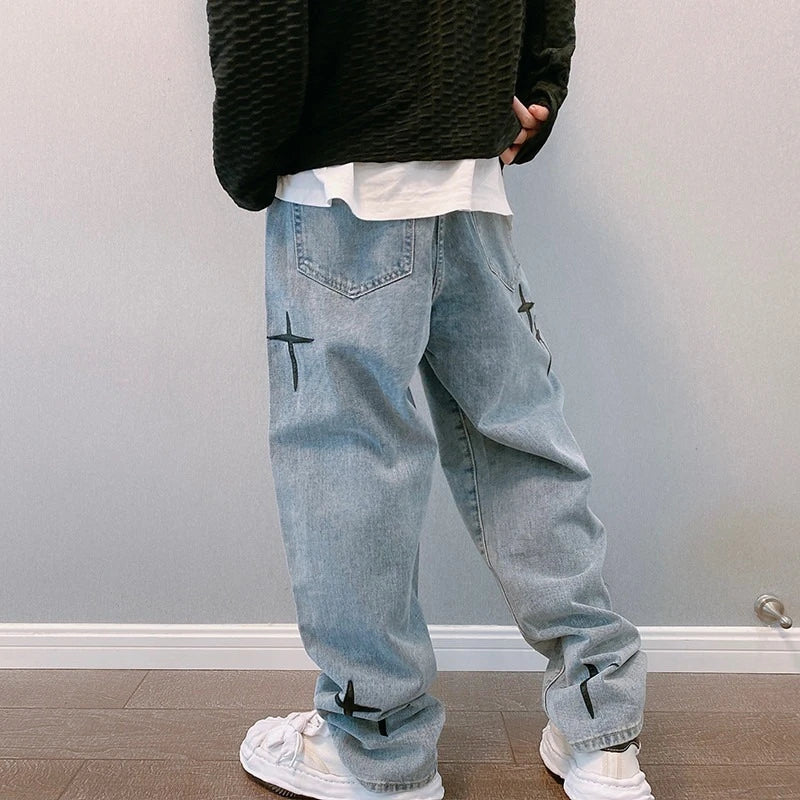 Jeans Streetwear Baggy Pierna Ancha - Estilo Coreano Cargo Hombre