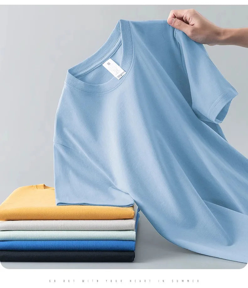 Camiseta Pesada de Algodón 100% - Manga Corta Casual Hombre