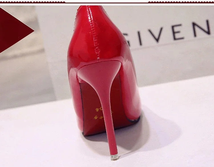 Zapatos Tacón Alto Stiletto Mujer - Punta Afilada Charol Boda Fiesta