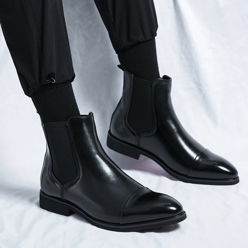 Chelsea Boots Hombre Suela Roja - Botines Business Slip-On Elegantes
