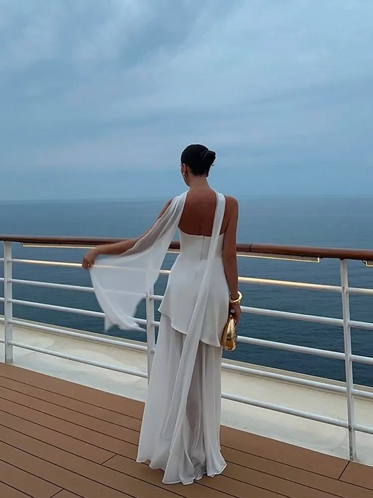 Vestido Largo de Playa con Malla - Sin Tirantes