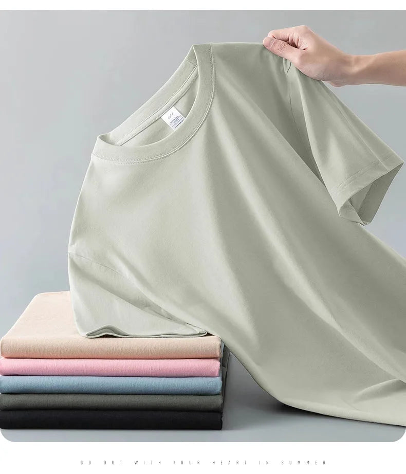 Camiseta Pesada de Algodón 100% - Manga Corta Casual Hombre