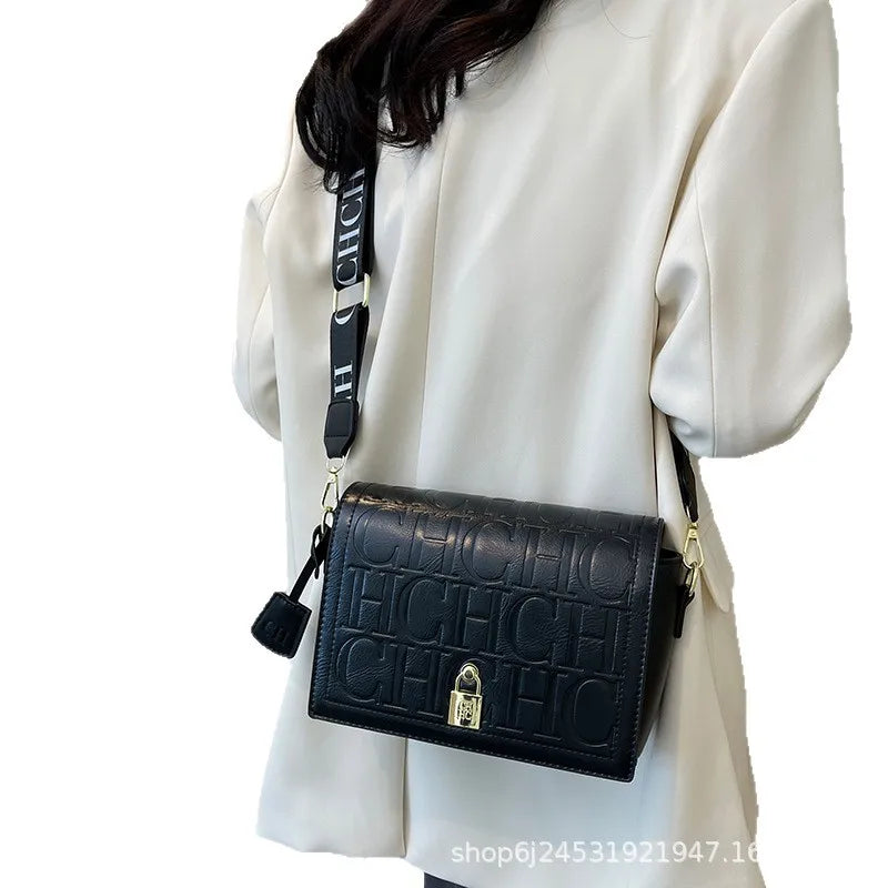 Bolso Bandolera Gran Capacidad con Letras en Relieve - Estilo Minimalista PU