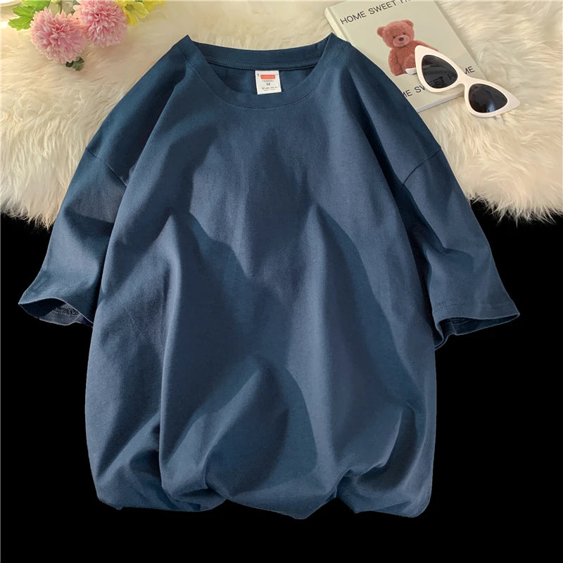 Camiseta Casual de Algodón - Manga Corta Holgada Hombre