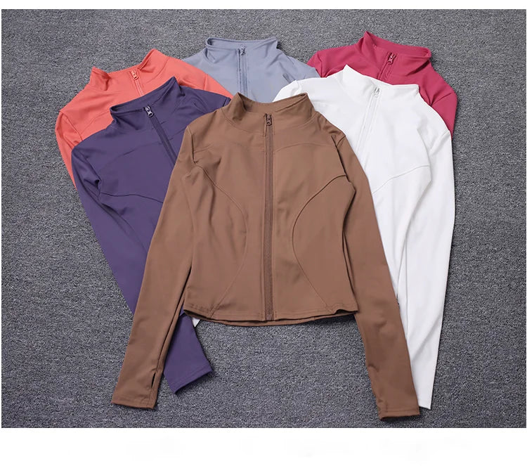 Chaqueta Deportiva con Cremallera - Manga Larga para Yoga y Gym