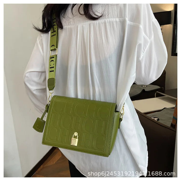 Bolso Bandolera Gran Capacidad con Letras en Relieve - Estilo Minimalista PU