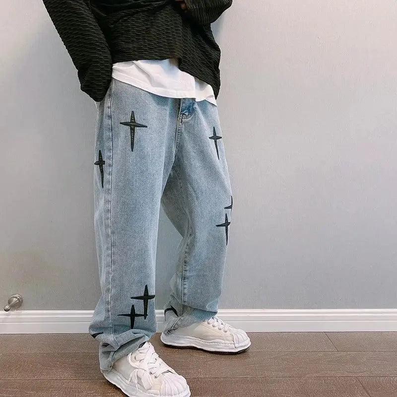 Jeans Streetwear Baggy Pierna Ancha - Estilo Coreano Cargo Hombre