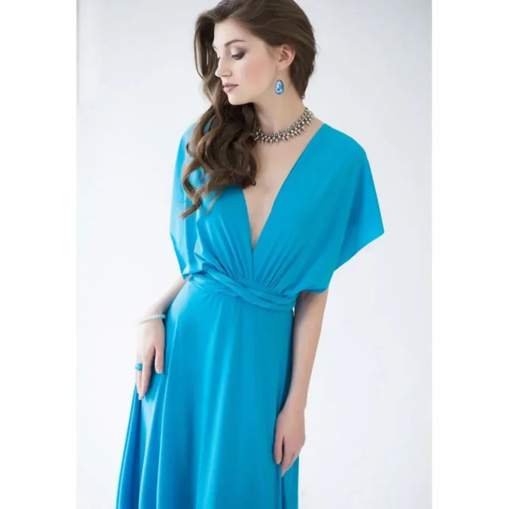 Vestido Largo Multiusos con Escote en V - Tirantes Ajustables