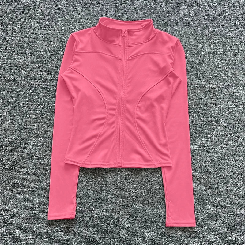 Chaqueta Deportiva con Cremallera - Manga Larga para Yoga y Gym