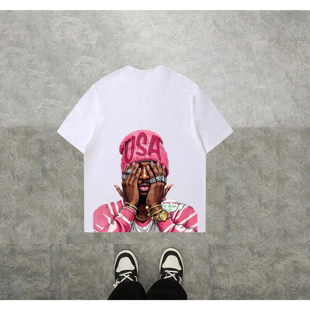Camiseta Hip-Hop Estampada - Corte Holgado Streetwear Hombre
