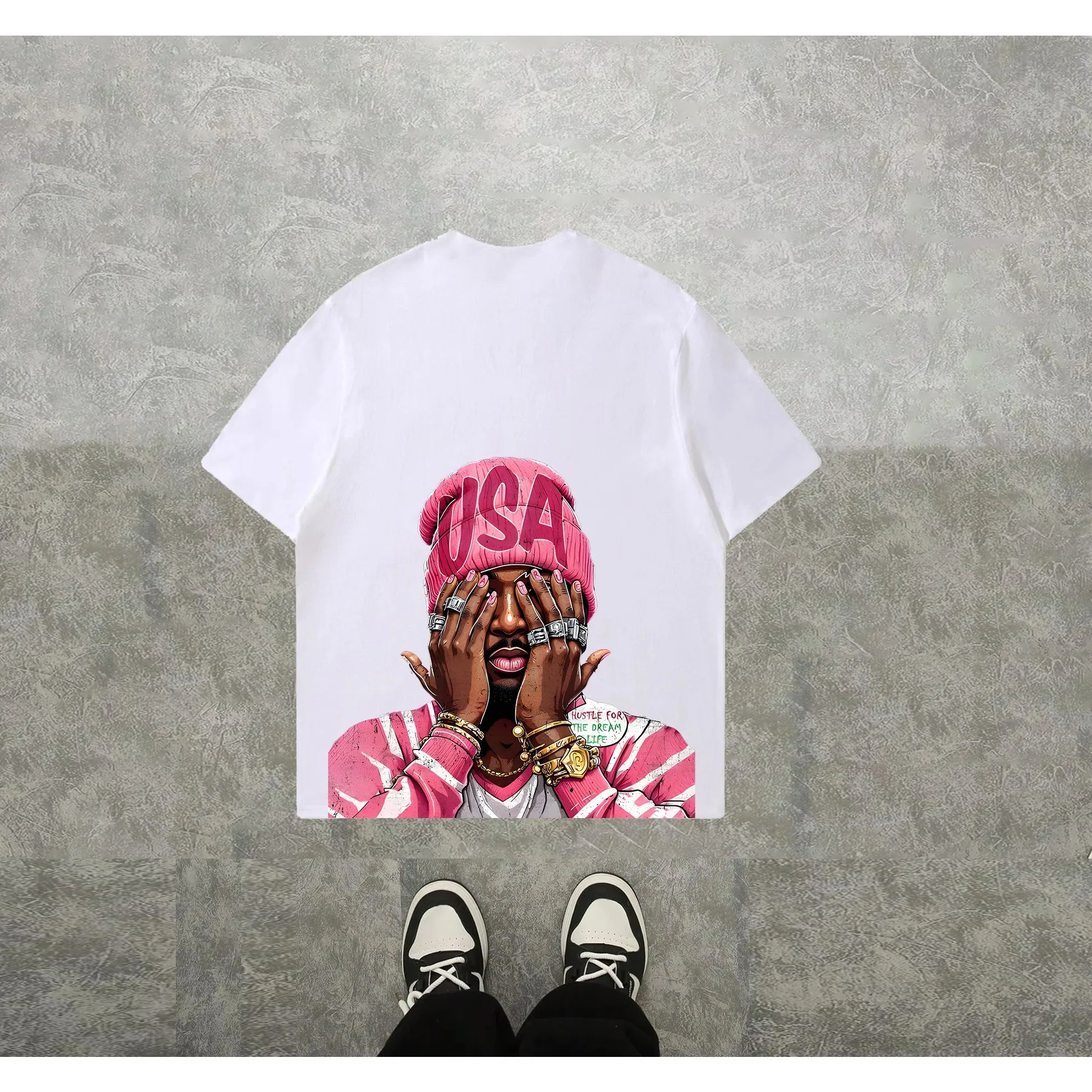 Camiseta Hip-Hop Estampada - Corte Holgado Streetwear Hombre