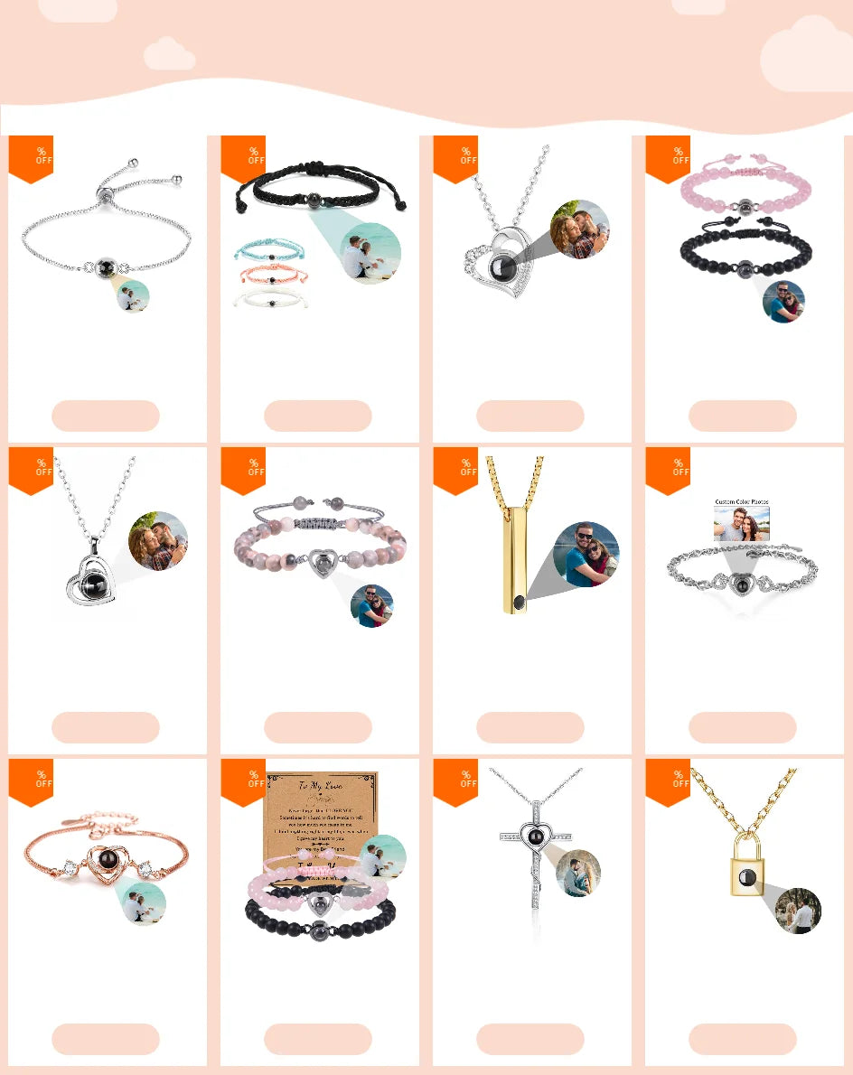 Collar Proyección Foto Personalizado - I Love You 100 Idiomas Corazón