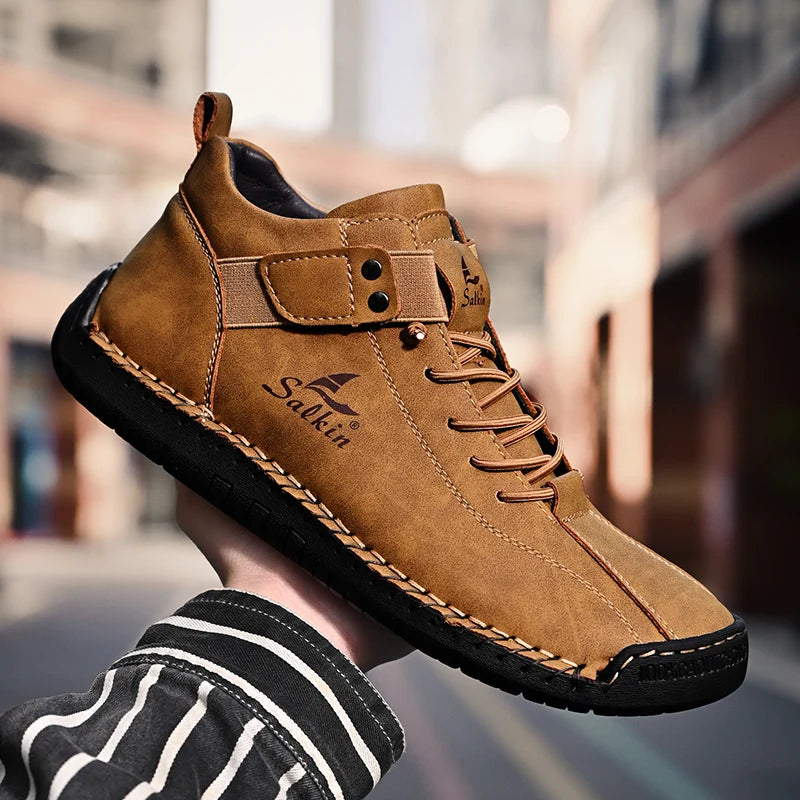 Zapatos Cuero Artesanales Hombre 2025 - Sneakers Transpirables Diseño Premium