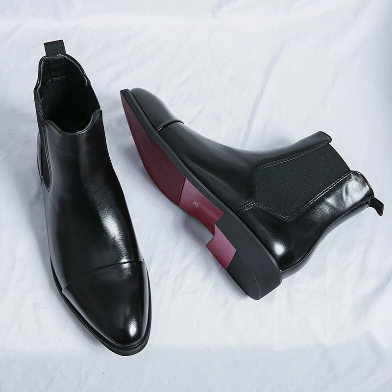 Chelsea Boots Hombre Suela Roja - Botines Business Slip-On Elegantes