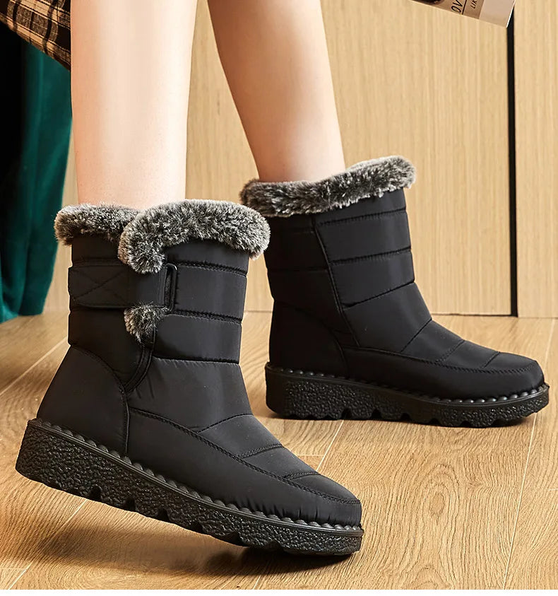 Botas Nieve Mujer Impermeables con Pelo - Botines Invierno Cálidos Antideslizantes