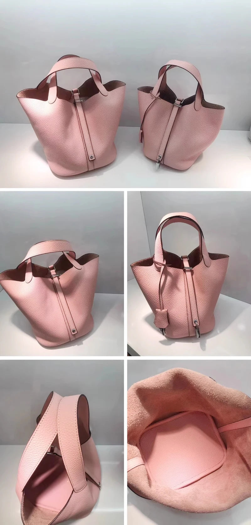 Bolso de Cuero Auténtico - Diseño Tipo Cubo Grande