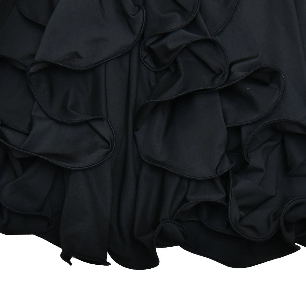 Vestido Mini Línea A con Volantes - Escote en V y Manga Larga