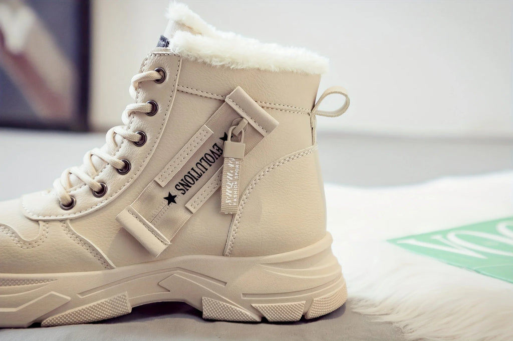 Botines Invierno Forro Grueso Mujer - Suela Gruesa Aislante Versátiles Cálidos