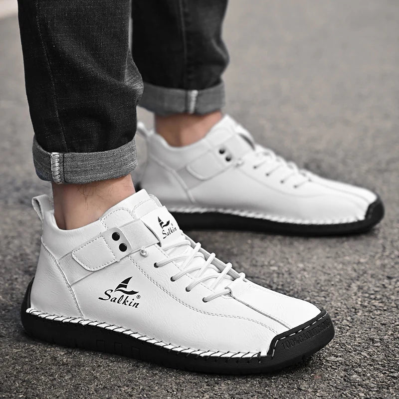Zapatos Cuero Artesanales Hombre 2025 - Sneakers Transpirables Diseño Premium