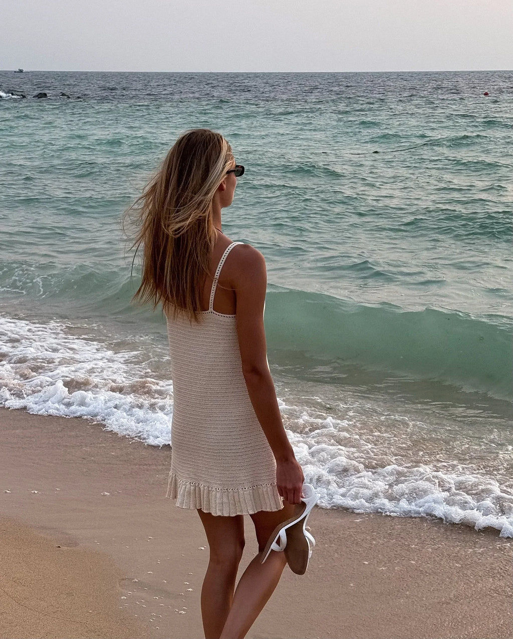 Vestido de Playa Crochet con Volantes - Cuello Halter