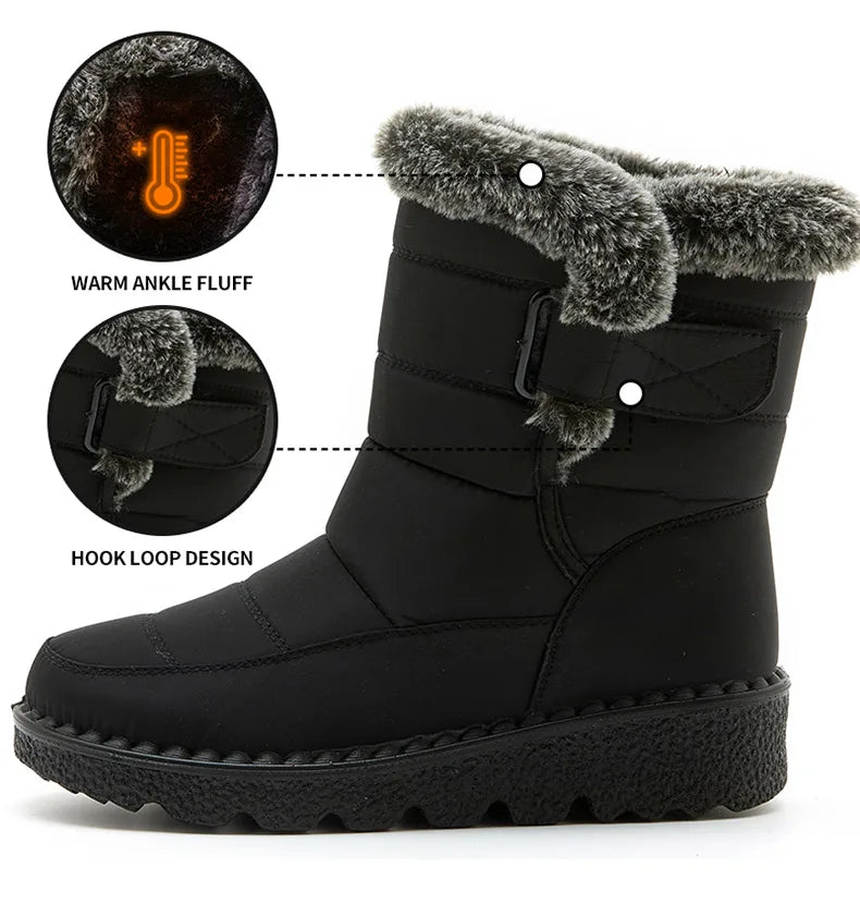 Botas Nieve Mujer Impermeables con Pelo - Botines Invierno Cálidos Antideslizantes