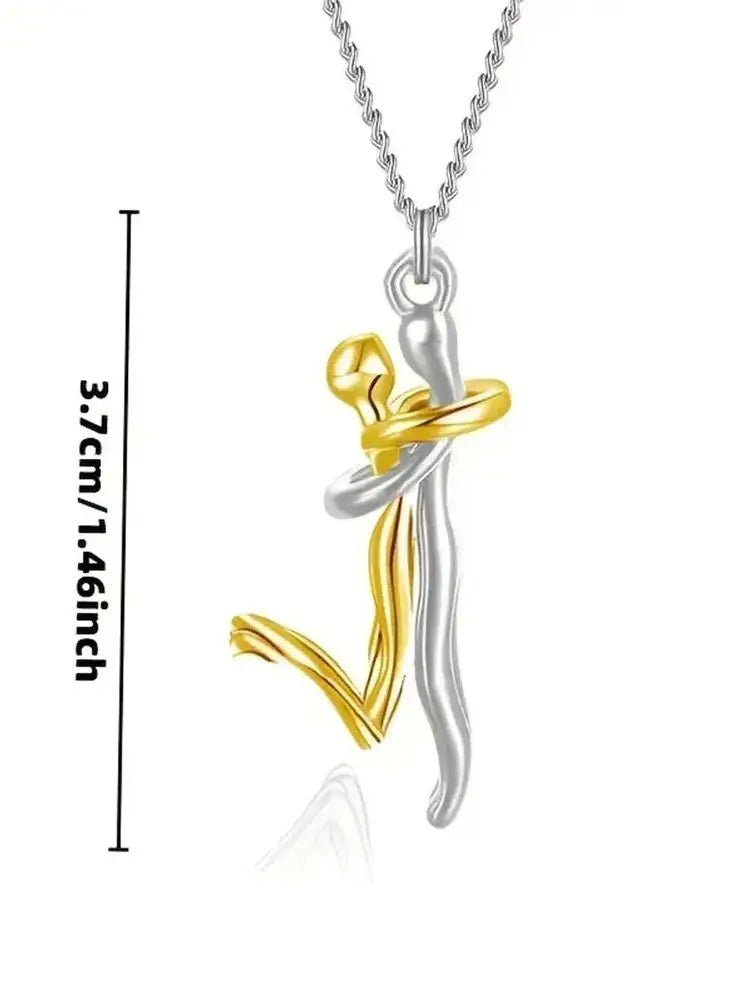 Collar Abrazo Negro Parejas - Colgante Amor Elegante Fiesta Diario