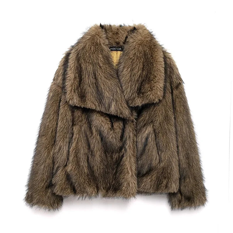 Abrigo Faux Fur Plush - Estilo Fluffy Otoño Invierno Mujer