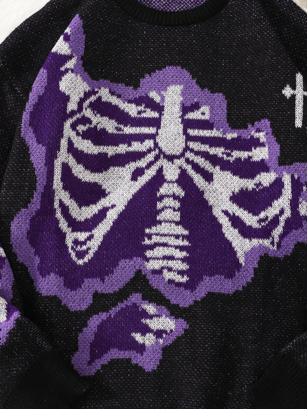 Suéter con Patrón Mariposa Jacquard - Cuello Redondo Casual Hombre
