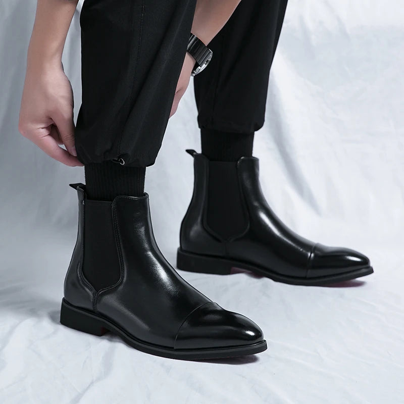 Chelsea Boots Hombre Suela Roja - Botines Business Slip-On Elegantes