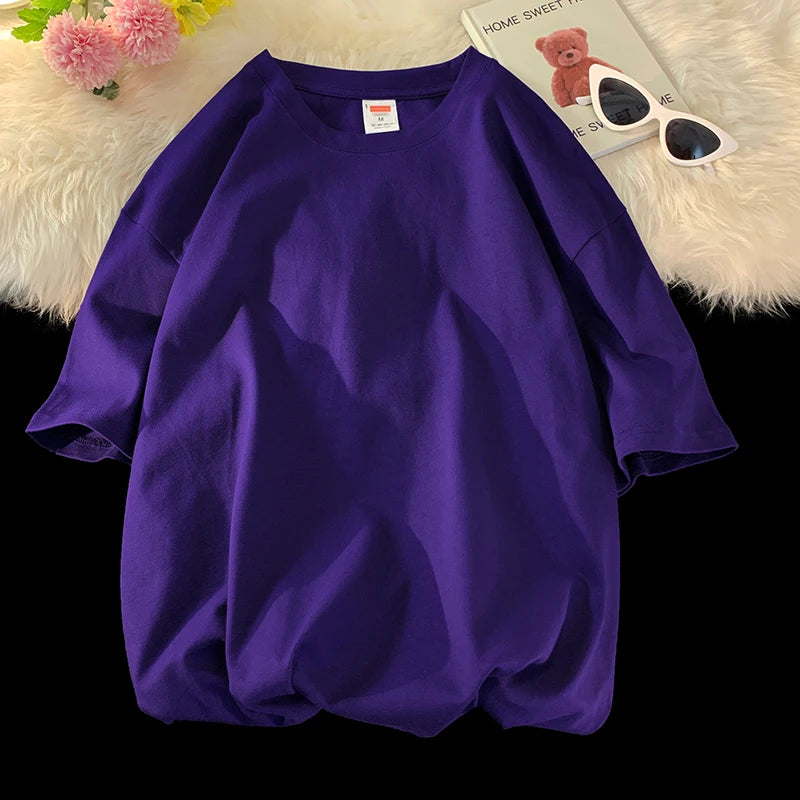 Camiseta Casual de Algodón - Manga Corta Holgada Hombre