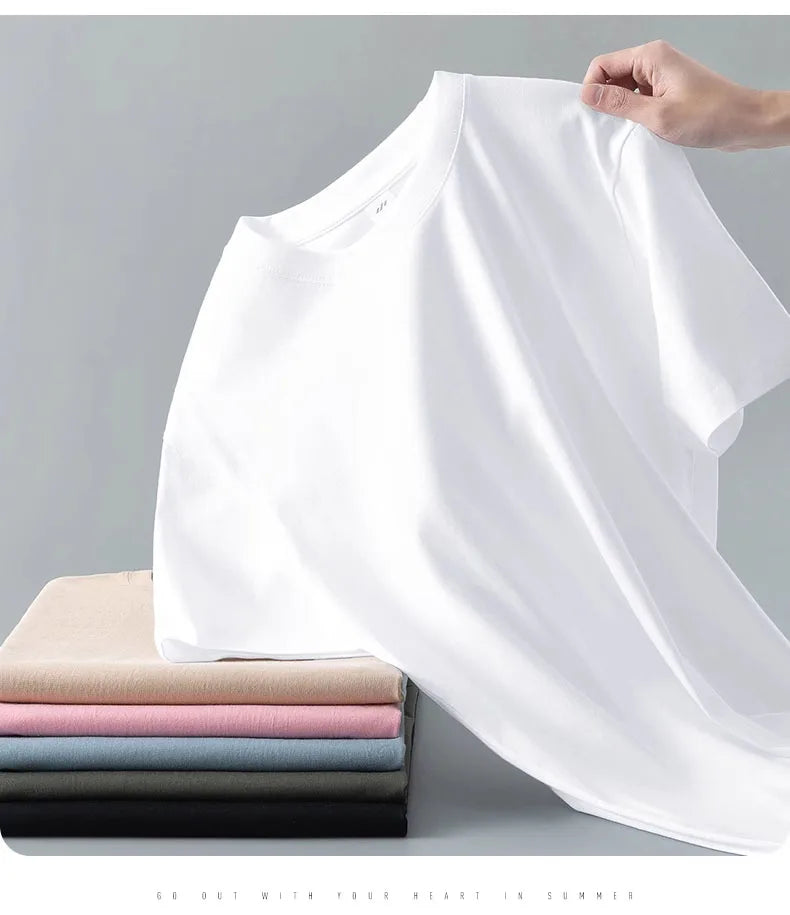 Camiseta Pesada de Algodón 100% - Manga Corta Casual Hombre