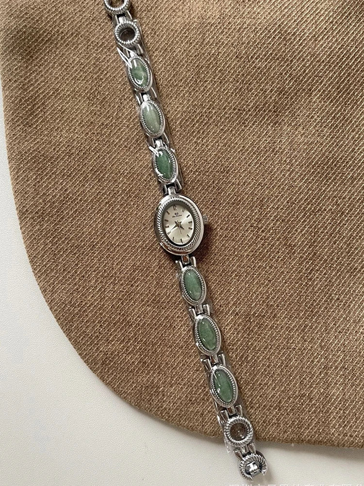 Reloj de Lujo con Jade Verde - Pulsera Joyería Cuarzo Elegante Mujer