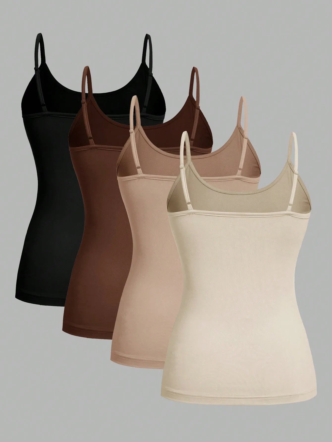 4 pcs Women Solid Color  Camisoles Vest Women Tank Tops Female Summer Sexy Strap Basic Tops Sleeveless Camisole T-shirt
