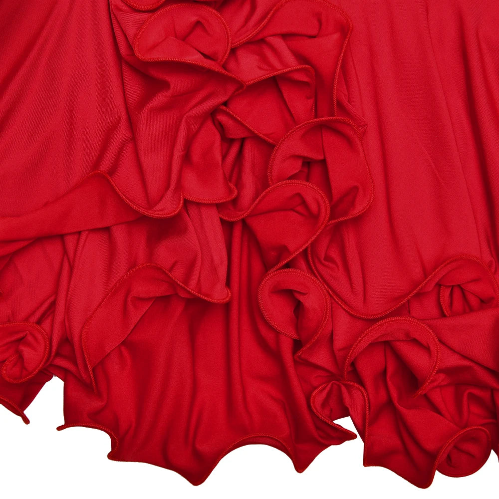 Vestido Mini Línea A con Volantes - Escote en V y Manga Larga