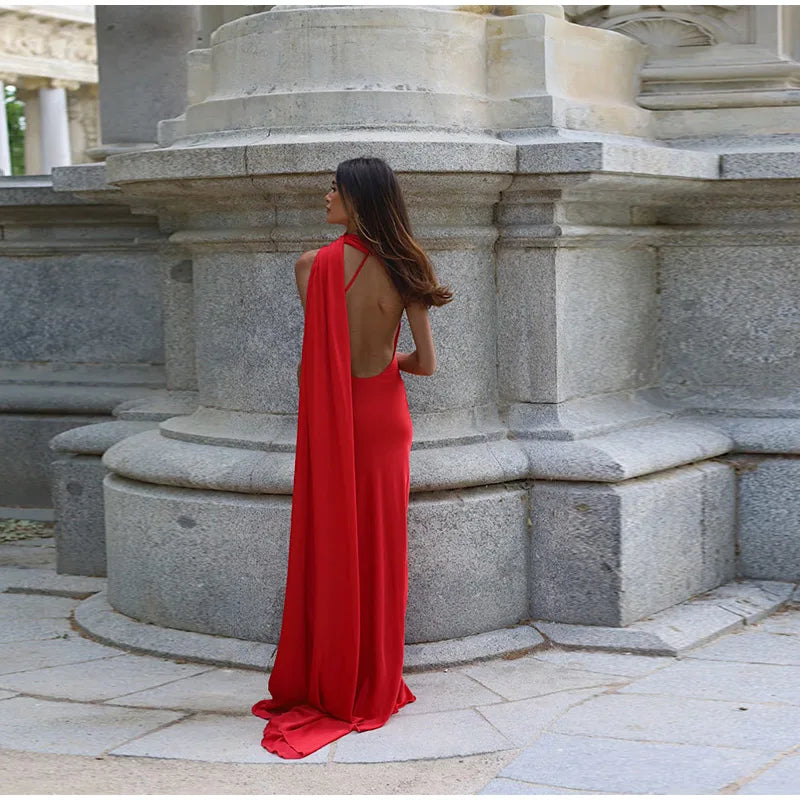 Vestido Halter Elegante con Lazo - Espalda Descubierta