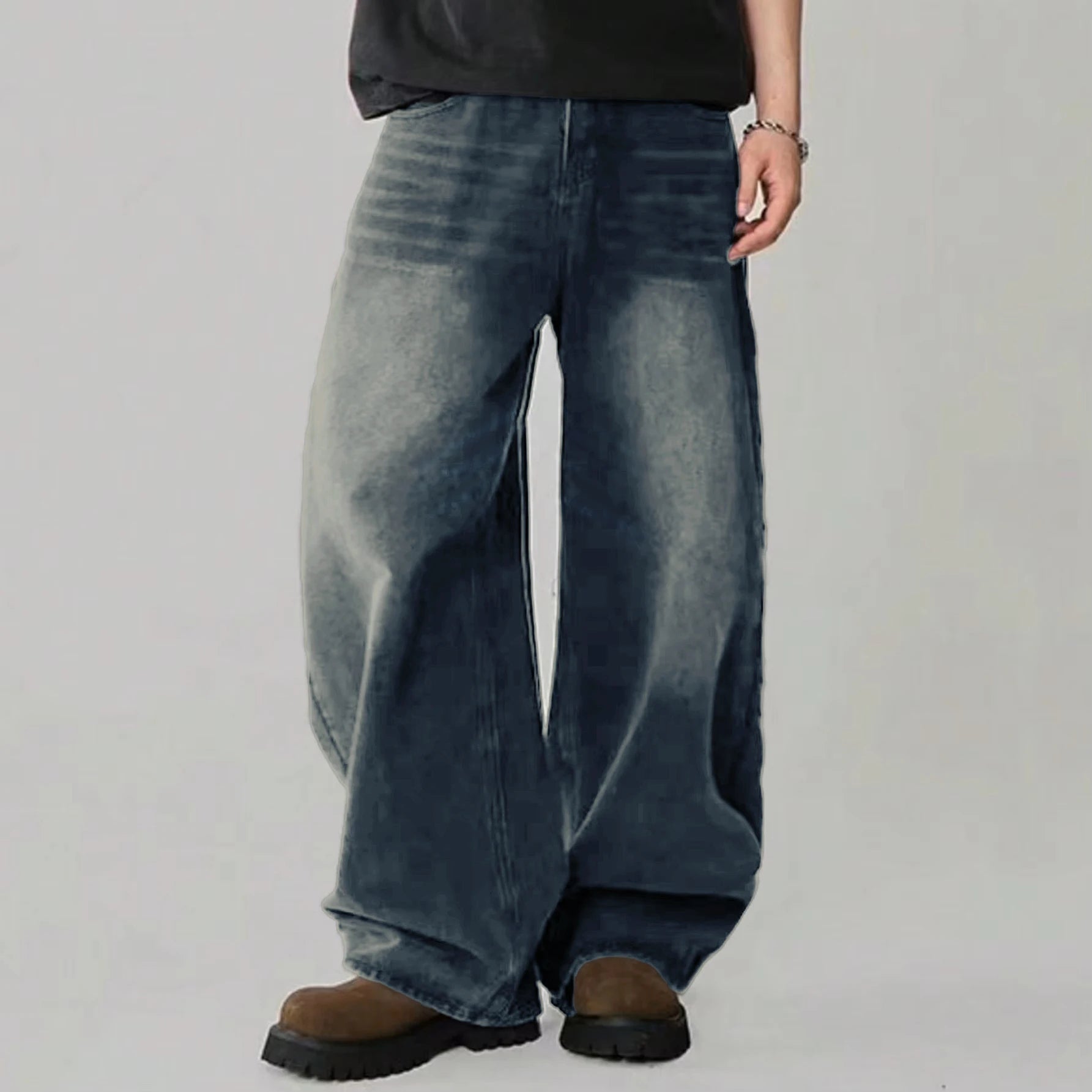 Jeans Baggy Coreano 4 Estaciones - Pierna Ancha High Street Hombre