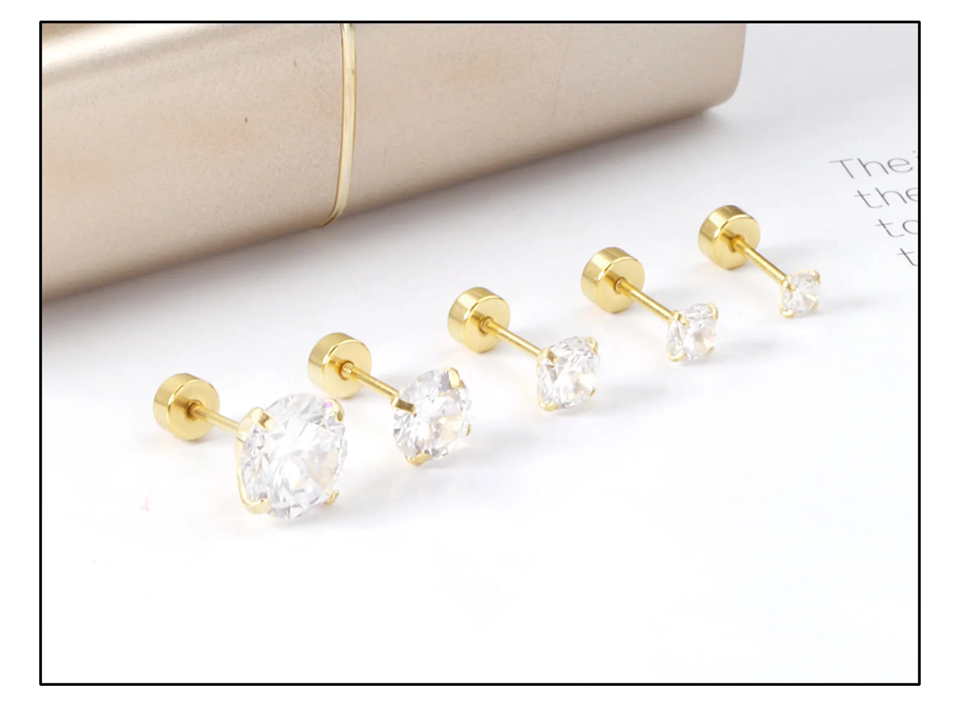Pendientes Acero Inoxidable Cristal Zirconia - Stud Redondos Tragus Unisex