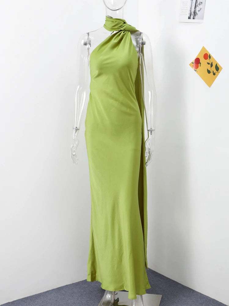 Vestido Halter Elegante con Lazo - Espalda Descubierta