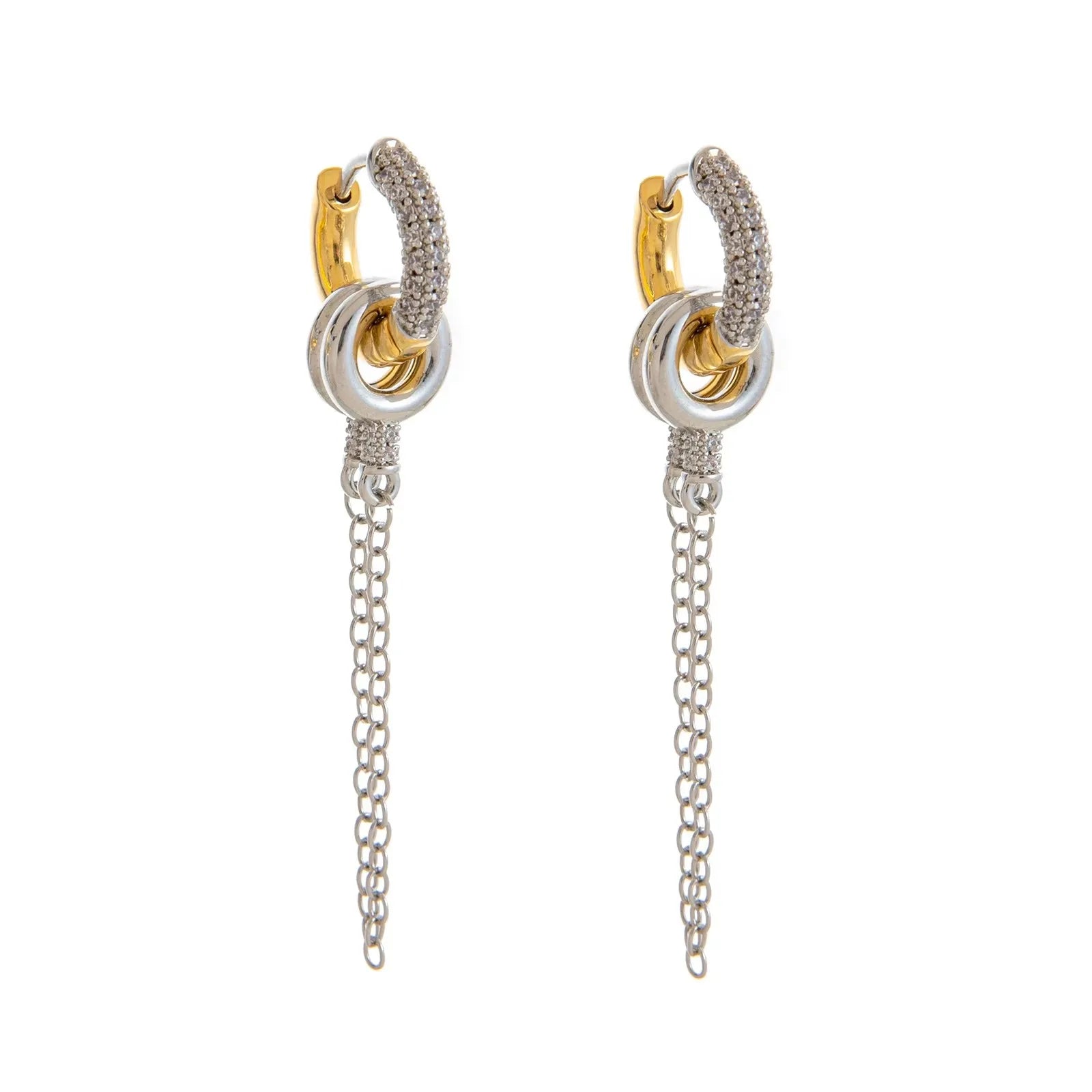 Aros Acero Inoxidable Zirconia Vintage - Huggie Waterproof Colores Mujer