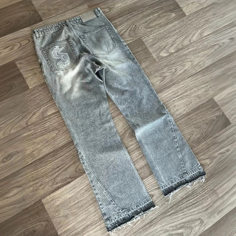 Jeans Y2K Baggy Bordado Dólar - Pierna Ancha Gothic Hip Hop Unisex