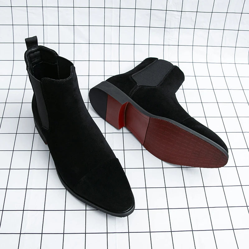 Chelsea Boots Hombre Suela Roja - Botines Business Slip-On Elegantes
