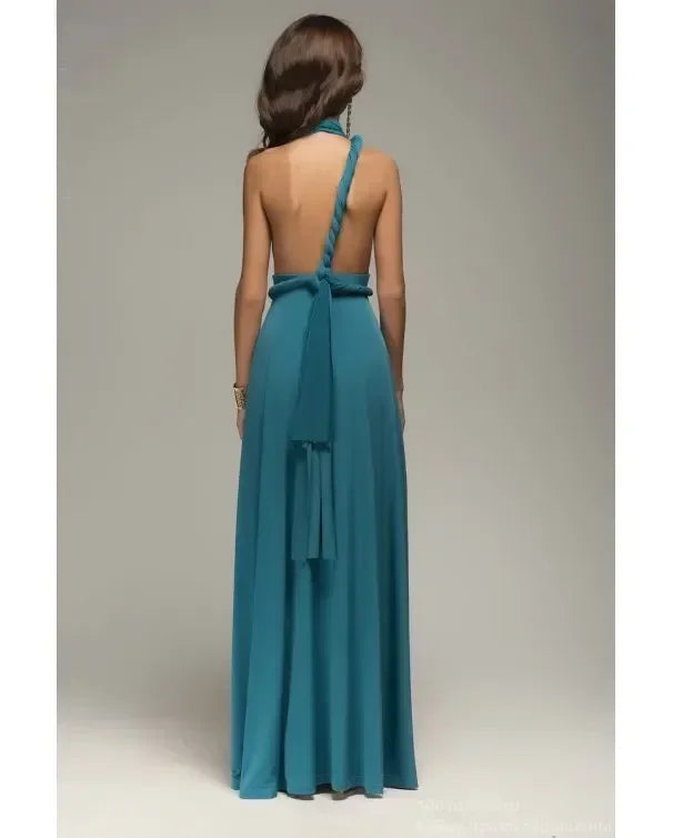 Vestido Largo Multiusos con Escote en V - Tirantes Ajustables