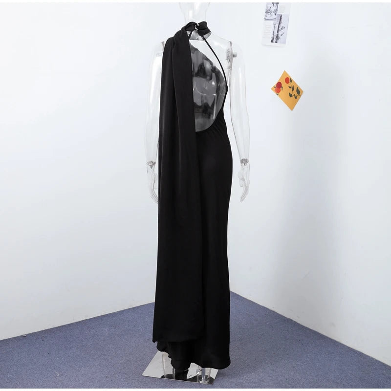 Vestido Halter Elegante con Lazo - Espalda Descubierta