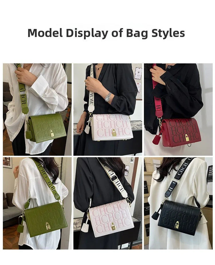 Bolso Bandolera Gran Capacidad con Letras en Relieve - Estilo Minimalista PU