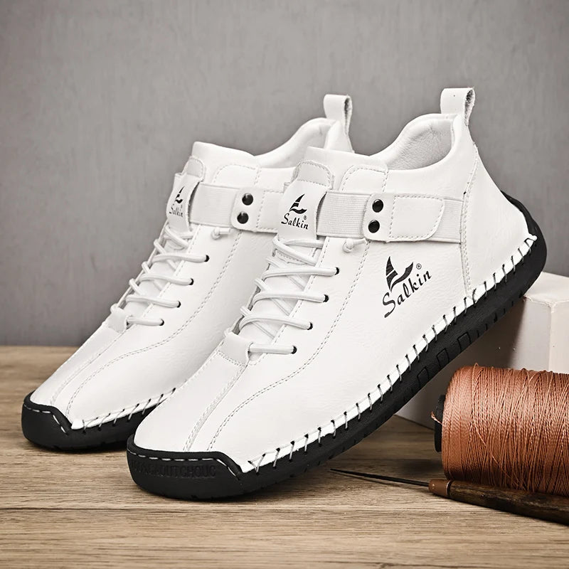 Zapatos Cuero Artesanales Hombre 2025 - Sneakers Transpirables Diseño Premium