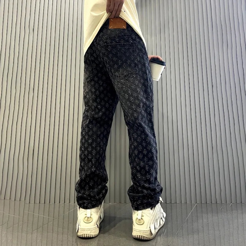 Jeans Y2K Bordados Pierna Ancha - Estilo Hip Hop Retro Hombre
