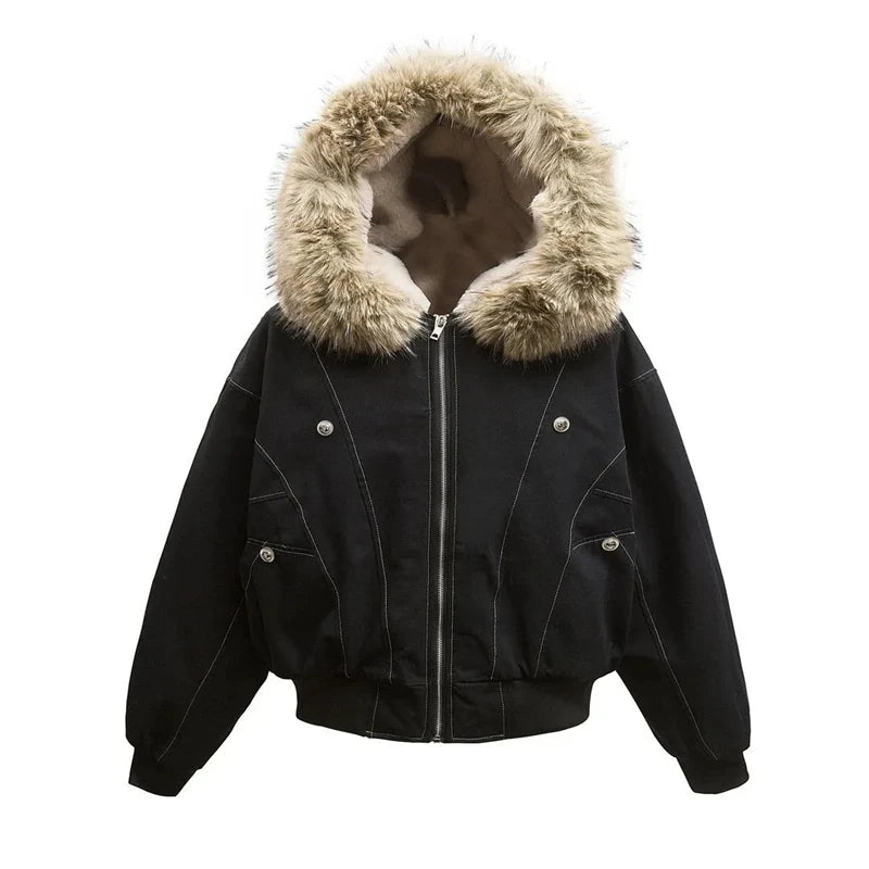 Parka Hip-Hop Invierno con Cuello Mink - Estilo Streetwear Unisex