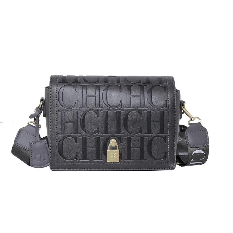 Bolso Bandolera Gran Capacidad con Letras en Relieve - Estilo Minimalista PU